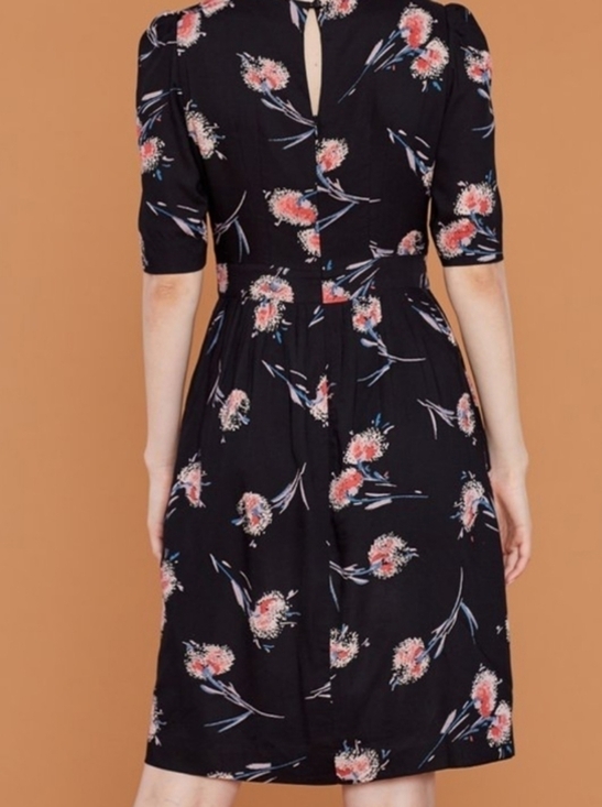 Emily& Fin Heather Retro Pom Pom Gloral A Line Semi Tailored Dress Size 8 - Picture 2 of 12